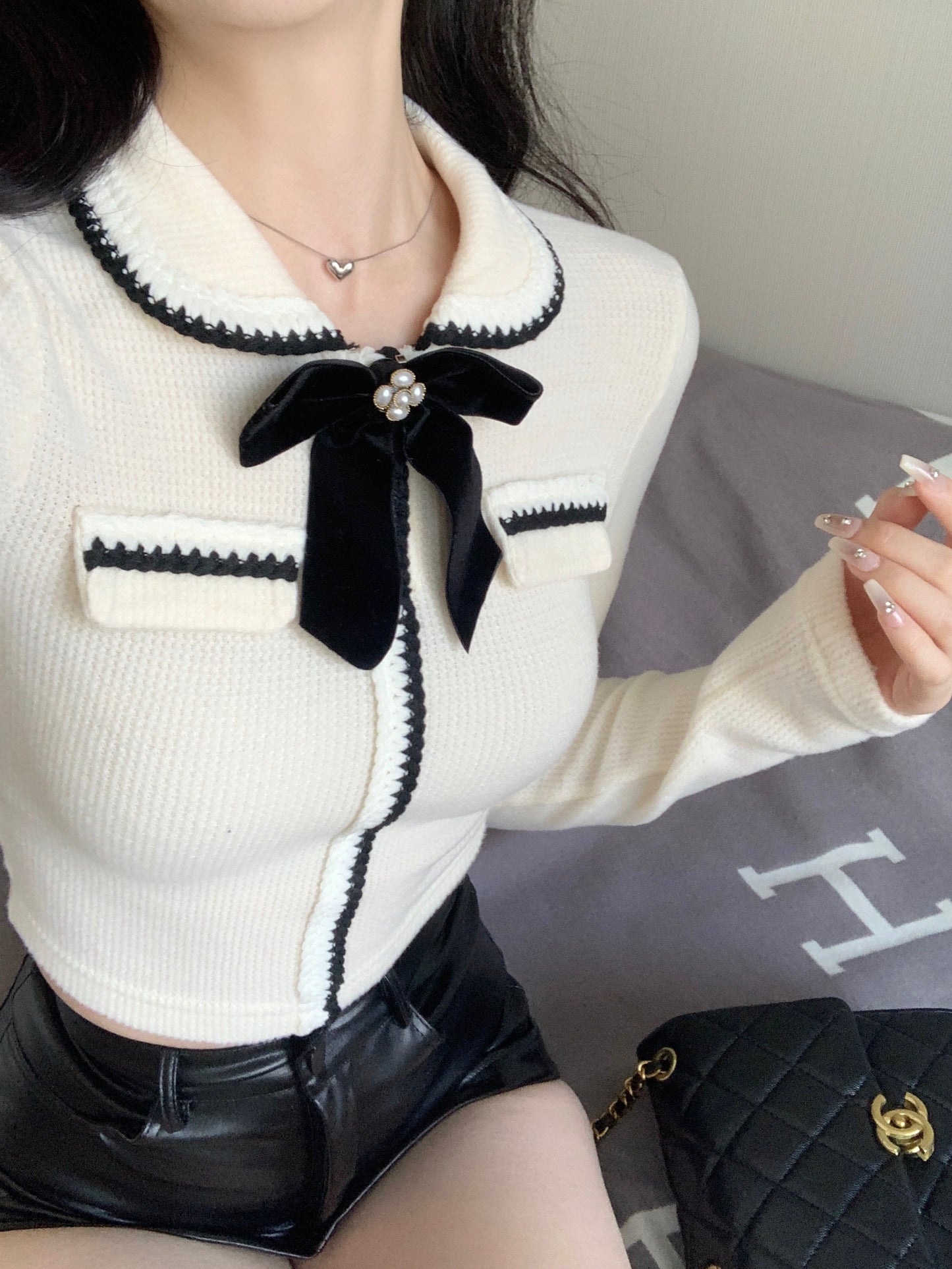 【tops】リボンニットトップスG24127