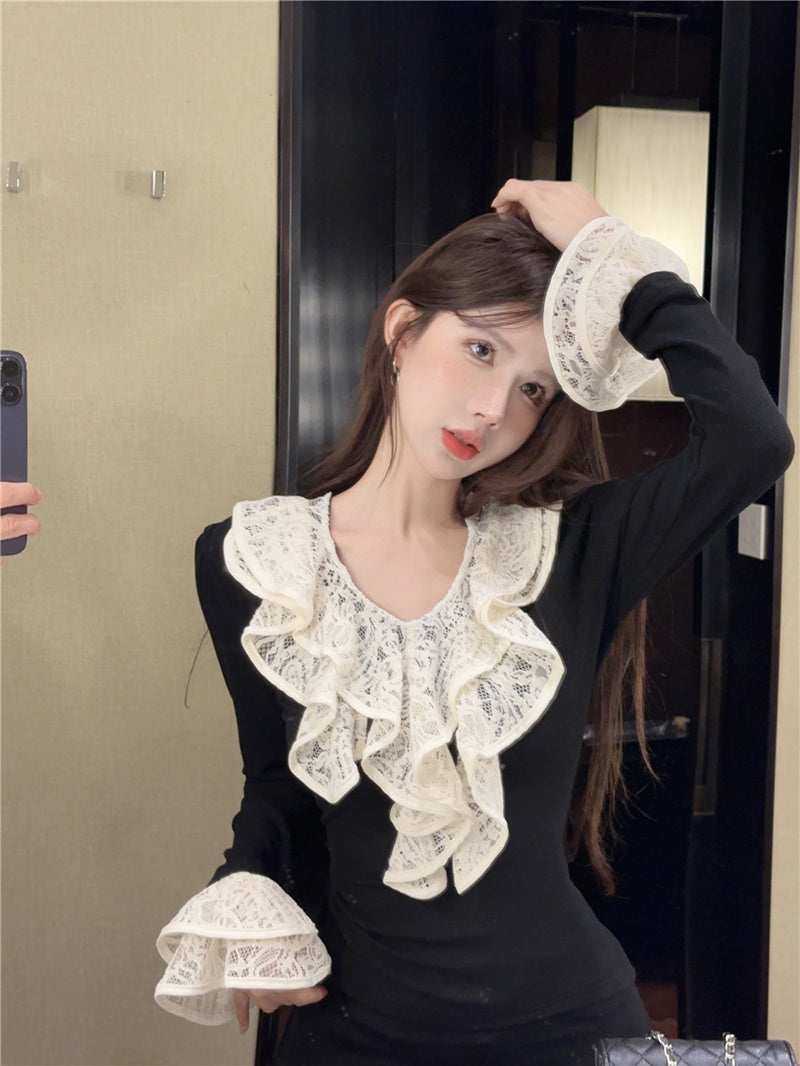 【tops】VネックフレアスリーブTシャツG24128