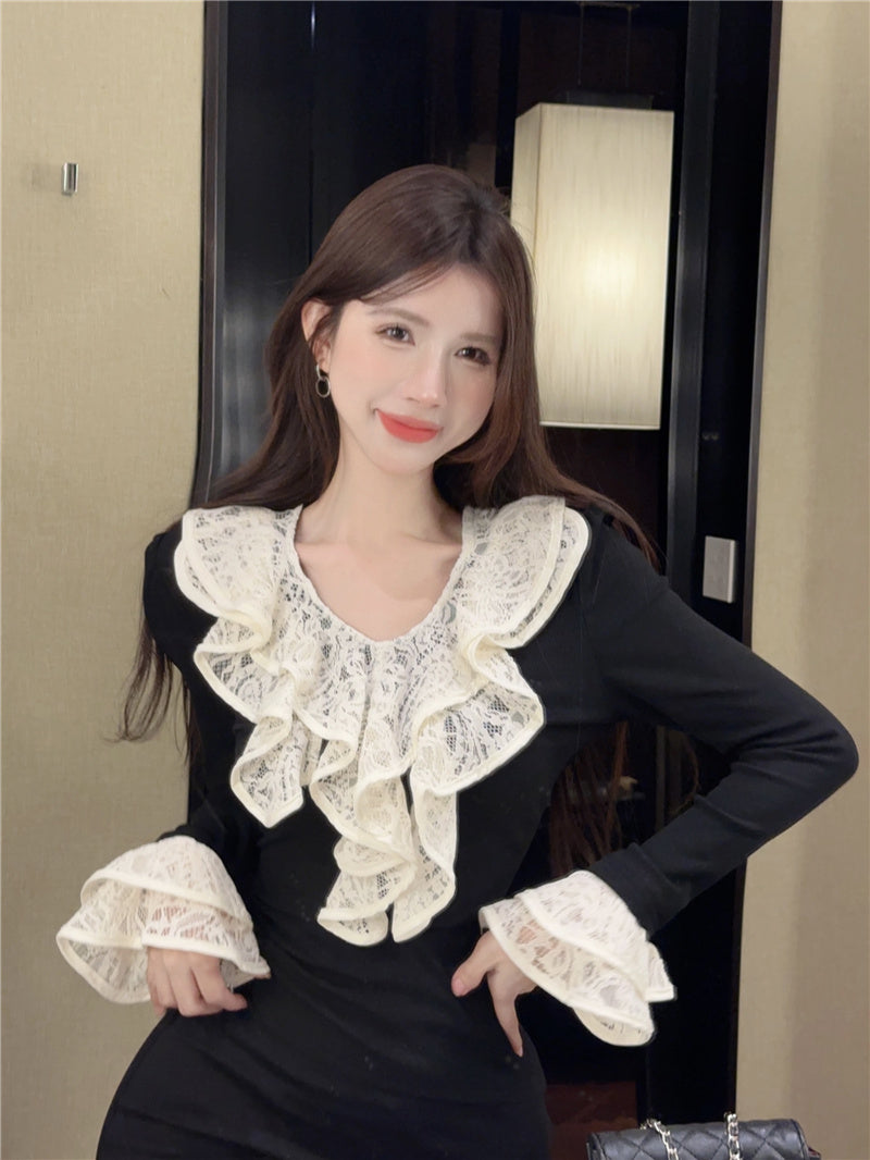 【tops】VネックフレアスリーブTシャツG24128