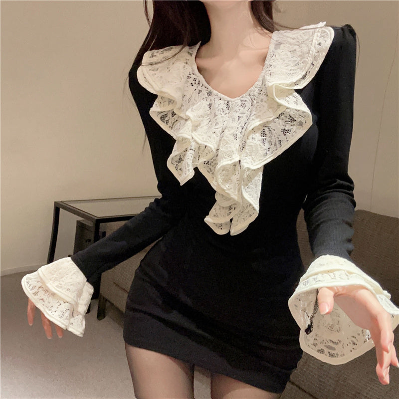 【tops】VネックフレアスリーブTシャツG24128
