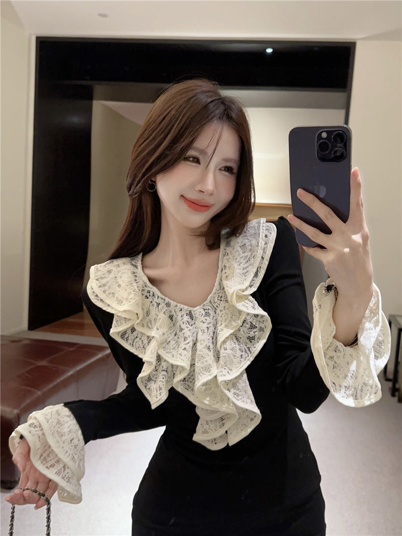 【tops】VネックフレアスリーブTシャツG24128