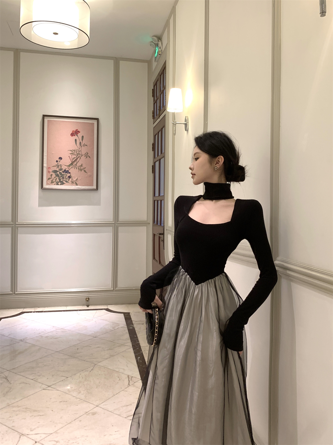 【dress】カラーマッチングデートワンピースG24130