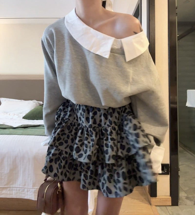 【tops】オブリークネック長袖パーカーG24133