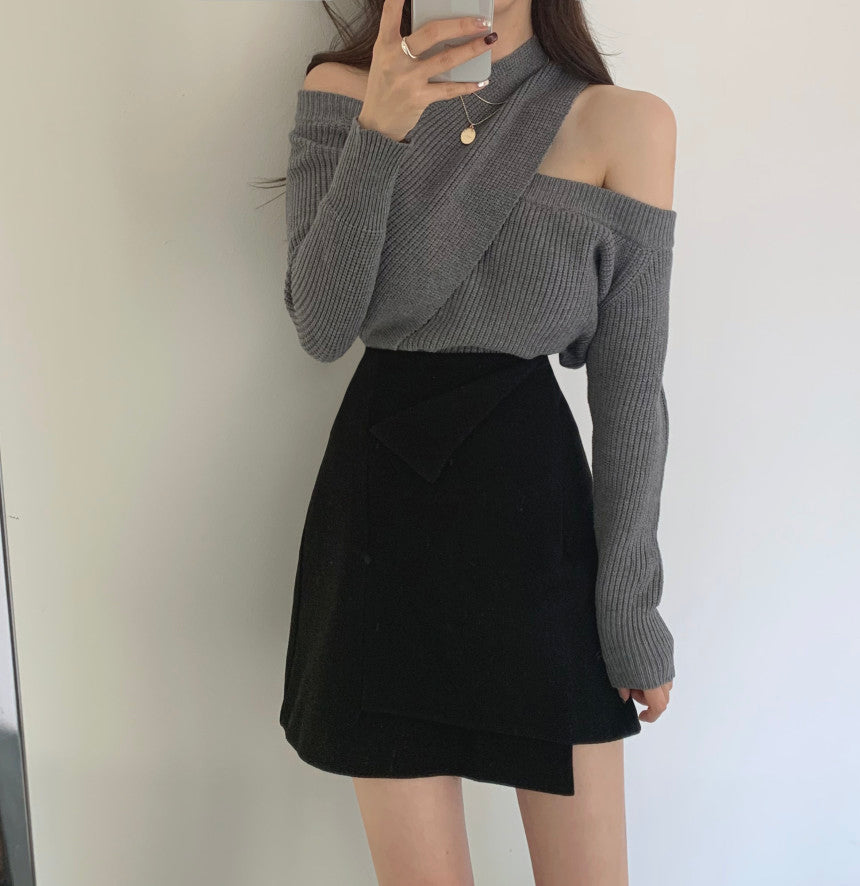 【tops】オープンショルダー春秋ニットG24134