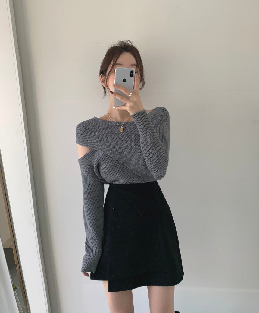 【tops】オープンショルダー春秋ニットG24134