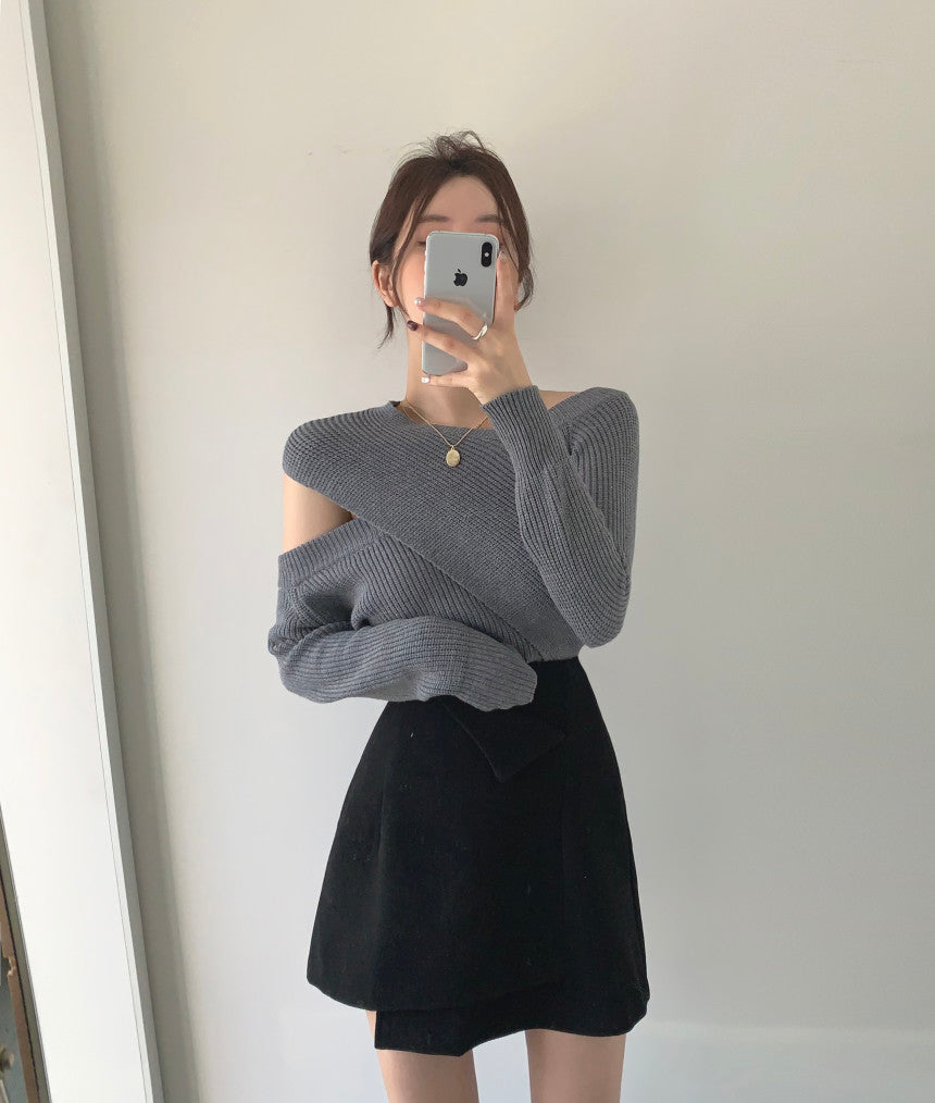 【tops】オープンショルダー春秋ニットG24134