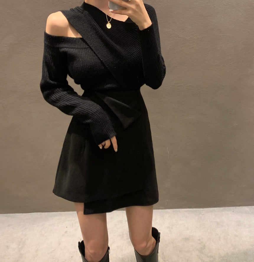 【tops】オープンショルダー春秋ニットG24134