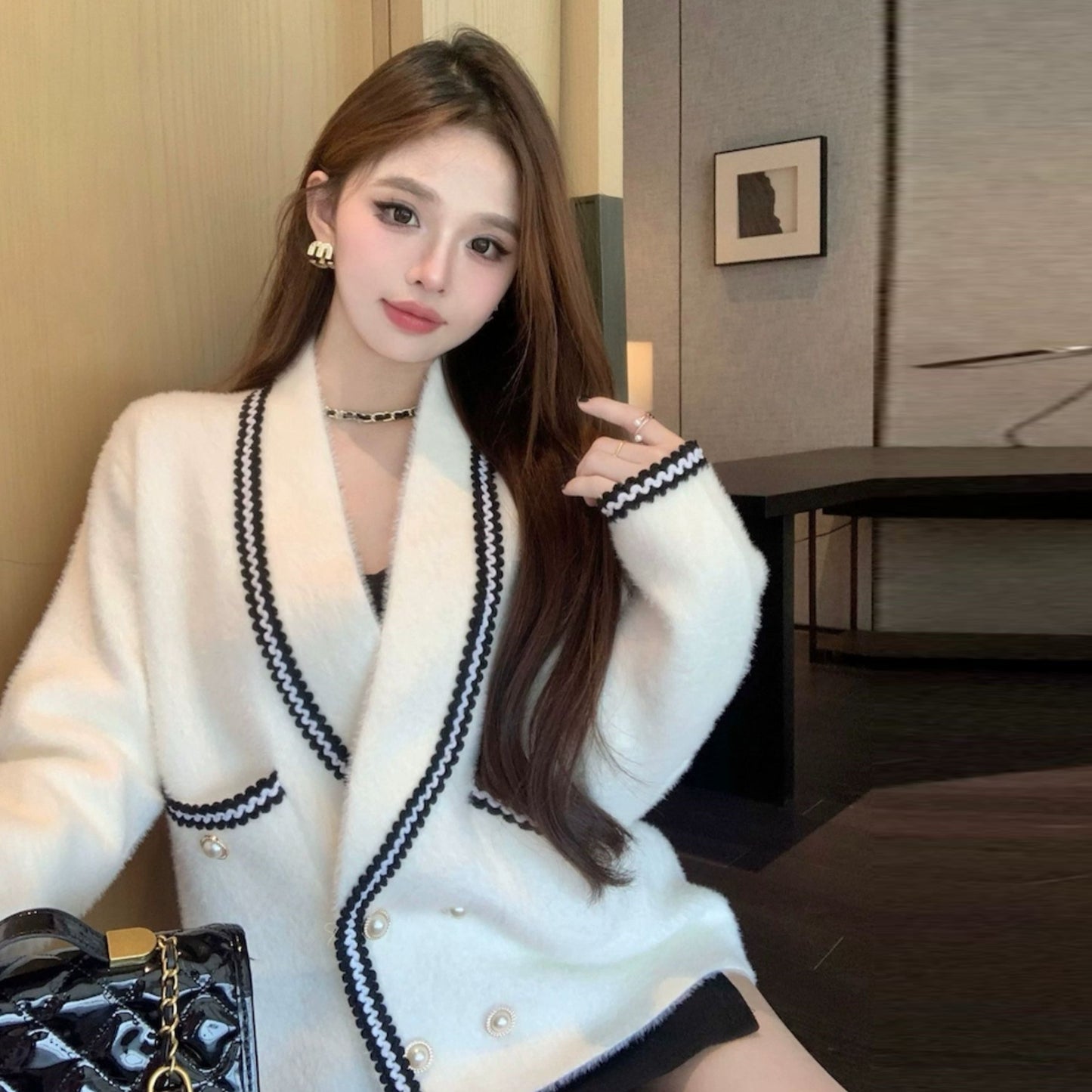 【outer】秋冬ゆったりニットカーディガンG24140