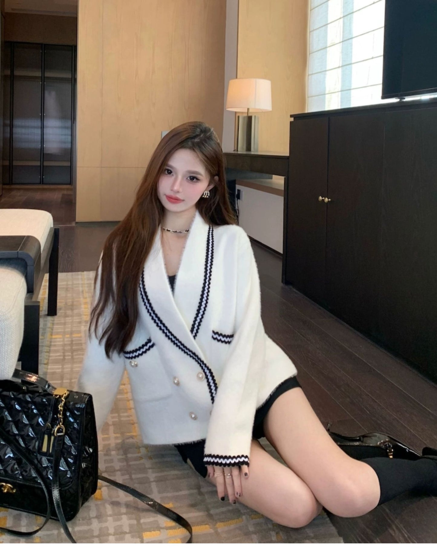 【outer】秋冬ゆったりニットカーディガンG24140