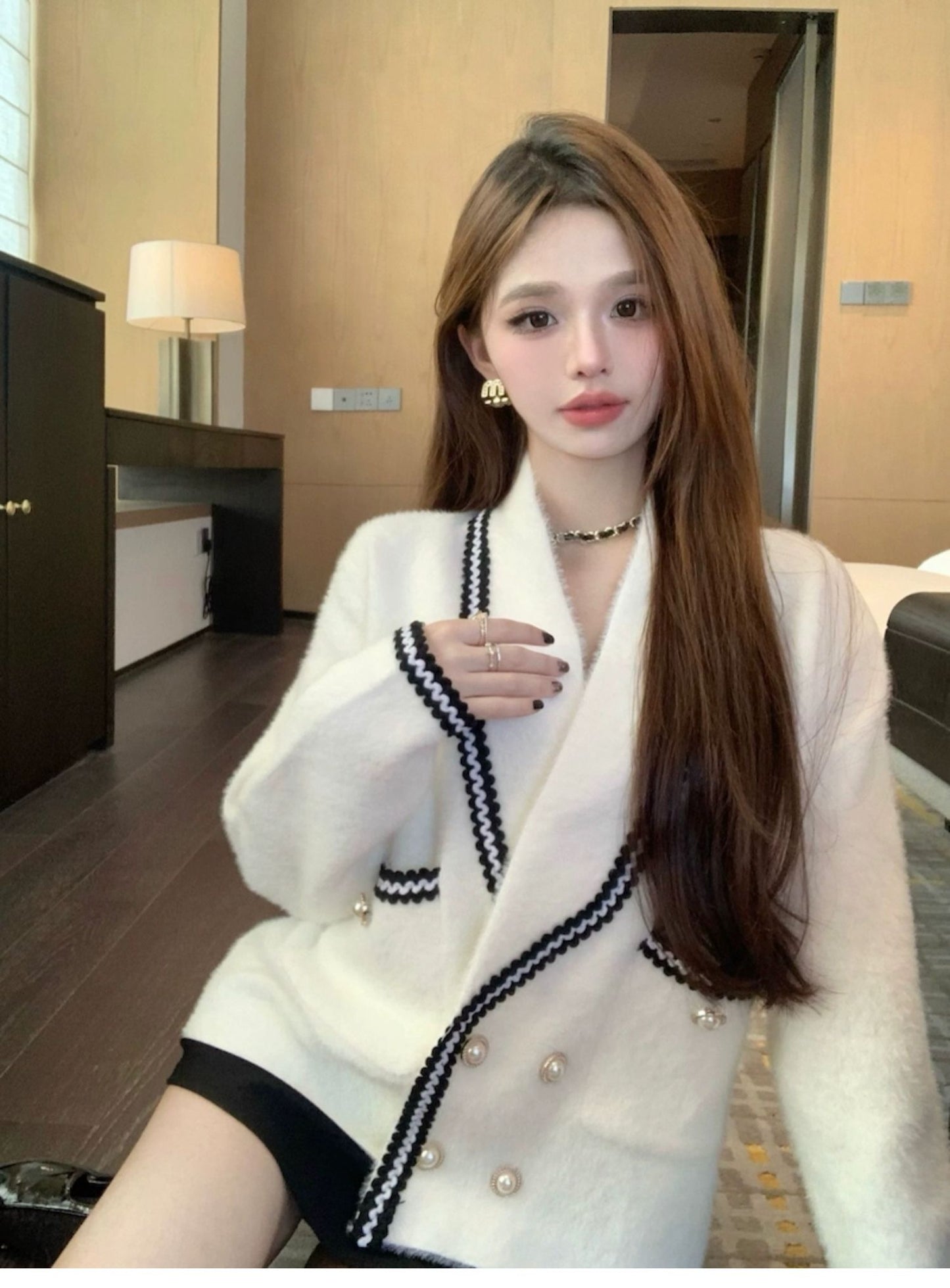 【outer】秋冬ゆったりニットカーディガンG24140