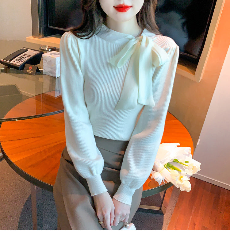 【tops】リボン秋冬ニットセーターG24143