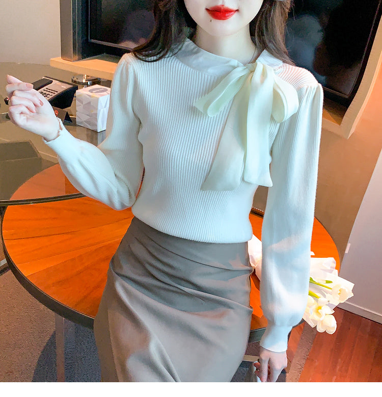 【tops】リボン秋冬ニットセーターG24143