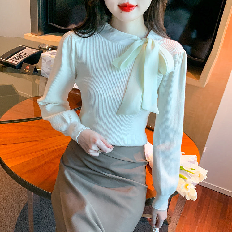 【tops】リボン秋冬ニットセーターG24143