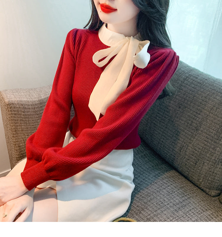 【tops】リボン秋冬ニットセーターG24143