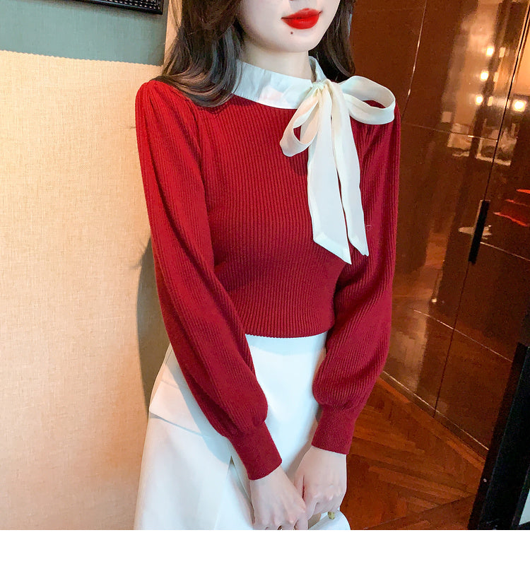 【tops】リボン秋冬ニットセーターG24143