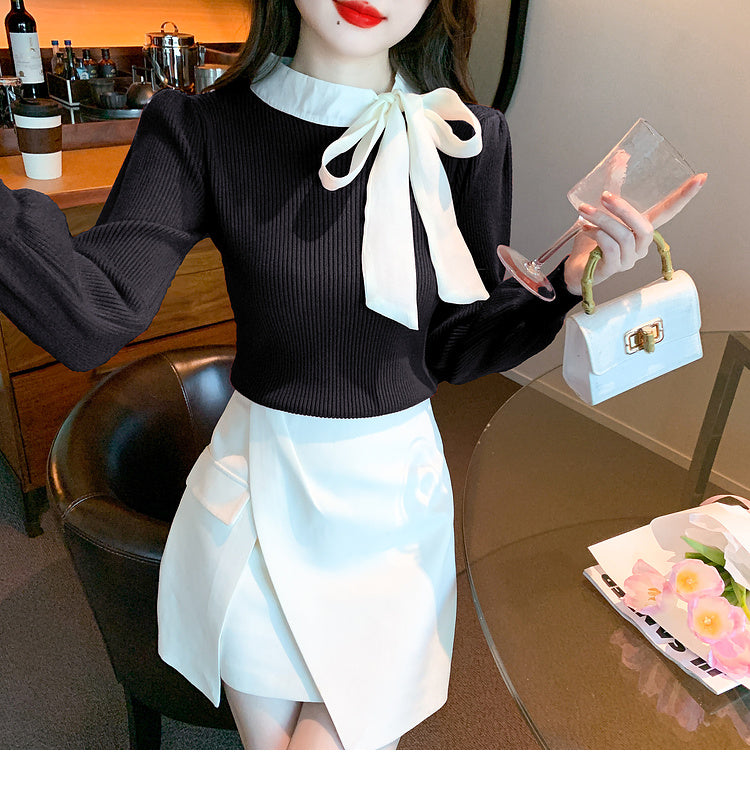 【tops】リボン秋冬ニットセーターG24143