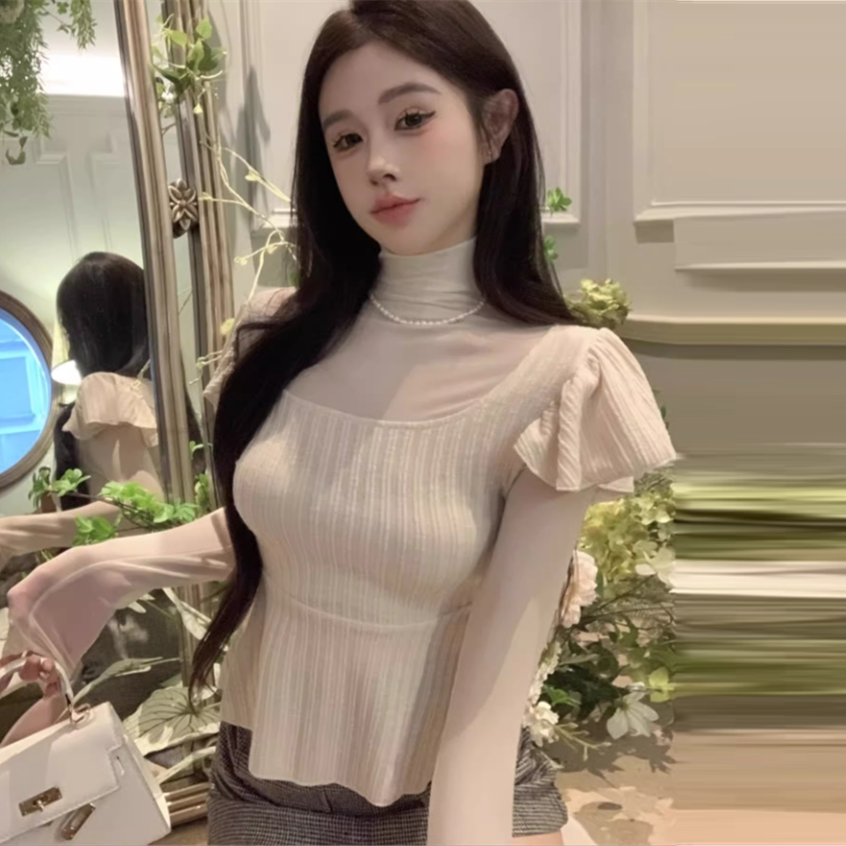 【tops】偽二つ切り替えニットセーターG24145