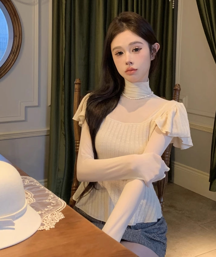 【tops】偽二つ切り替えニットセーターG24145