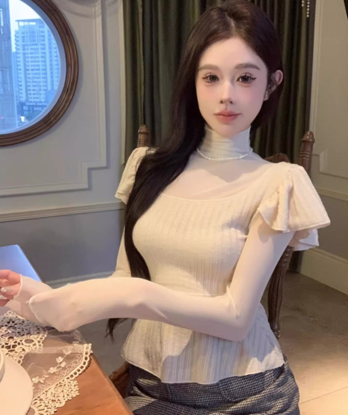 【tops】偽二つ切り替えニットセーターG24145