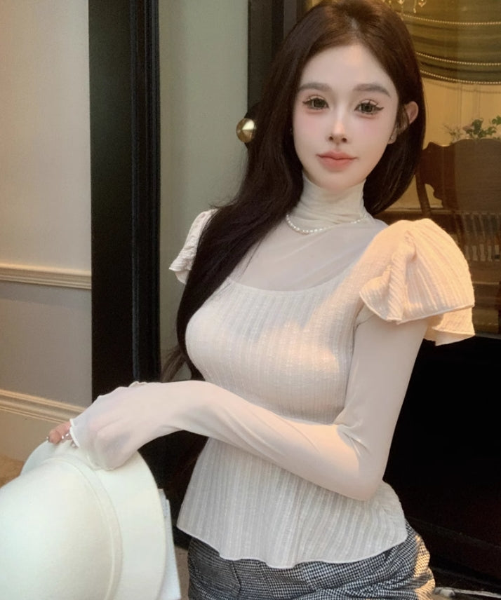 【tops】偽二つ切り替えニットセーターG24145