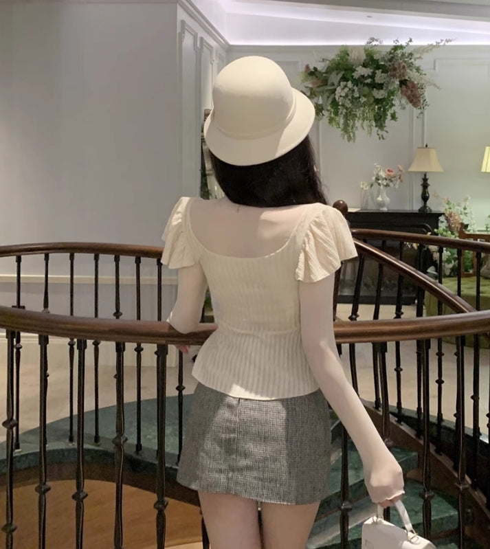 【tops】偽二つ切り替えニットセーターG24145