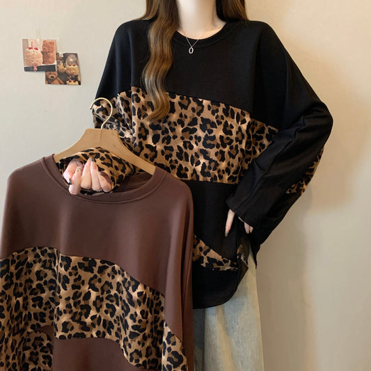 【tops】長袖ヒョウ柄パーカーG24149