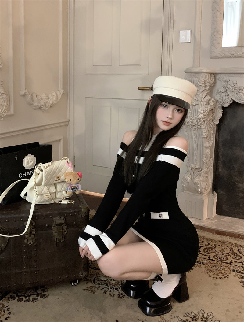 【dress】偽二つ切り替え長袖シャツワンピースG24150