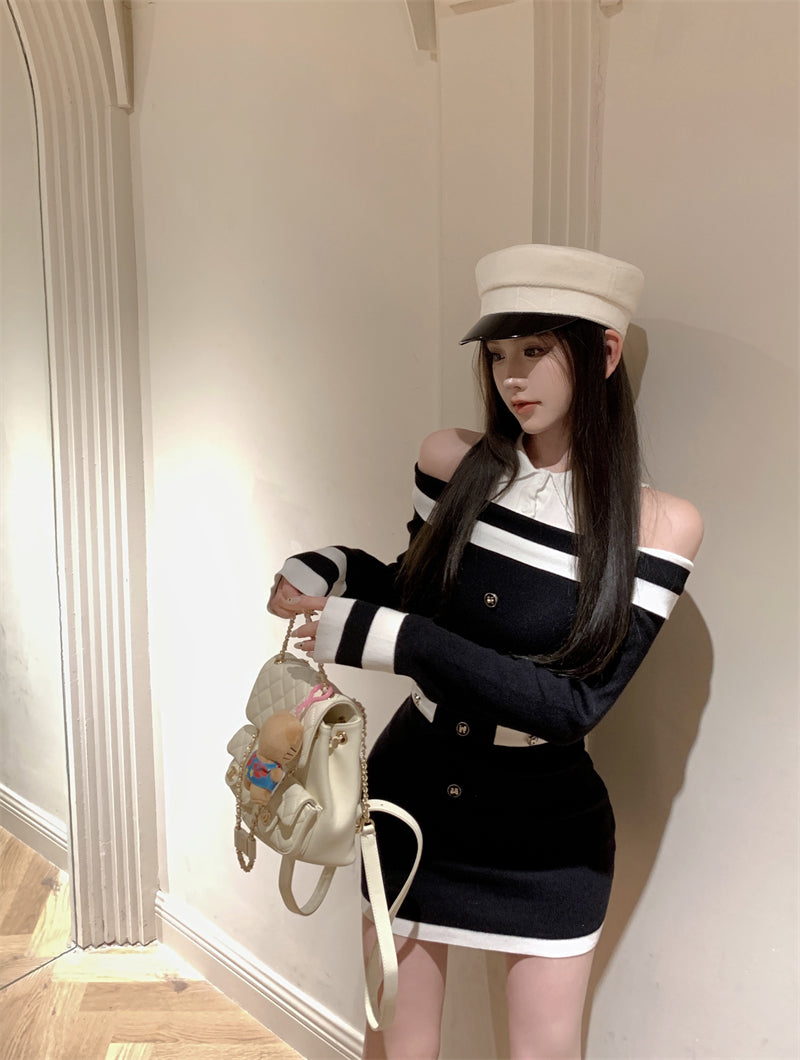 【dress】偽二つ切り替え長袖シャツワンピースG24150