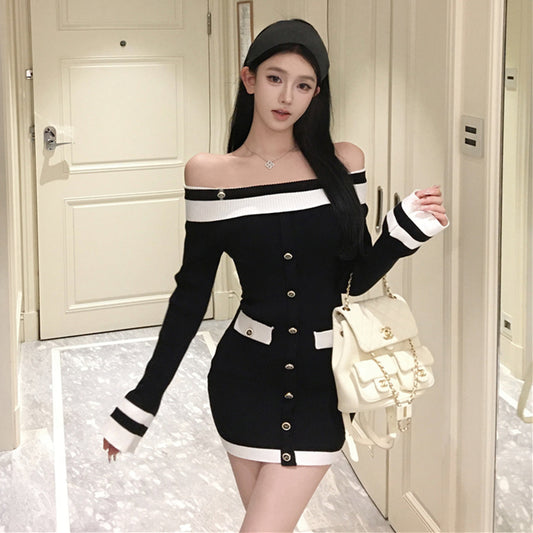 【dress】オフショルダータイトワンピースG24151