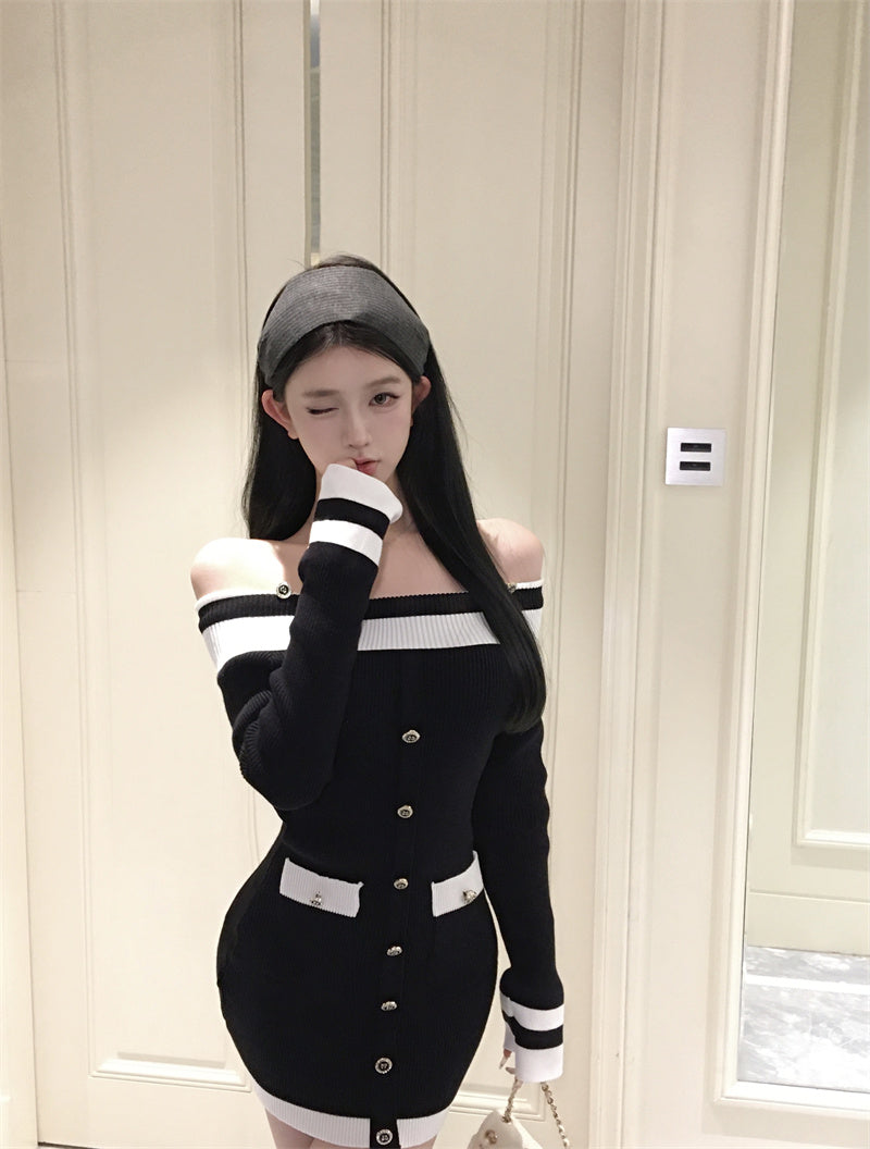 【dress】オフショルダータイトワンピースG24151