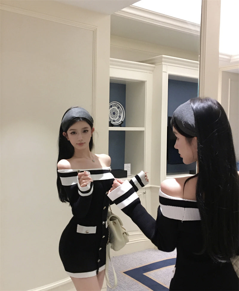 【dress】オフショルダータイトワンピースG24151