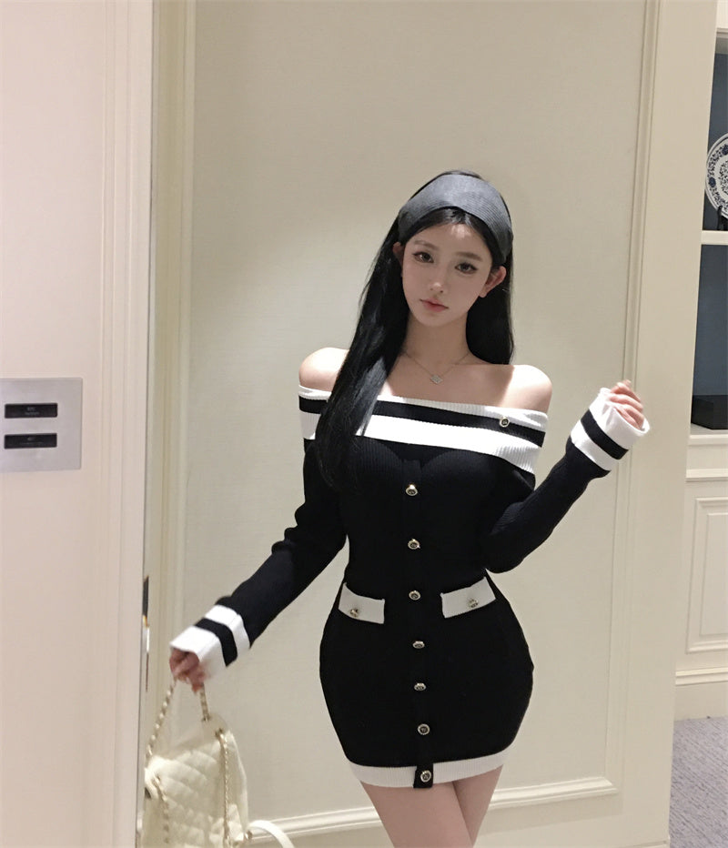 【dress】オフショルダータイトワンピースG24151