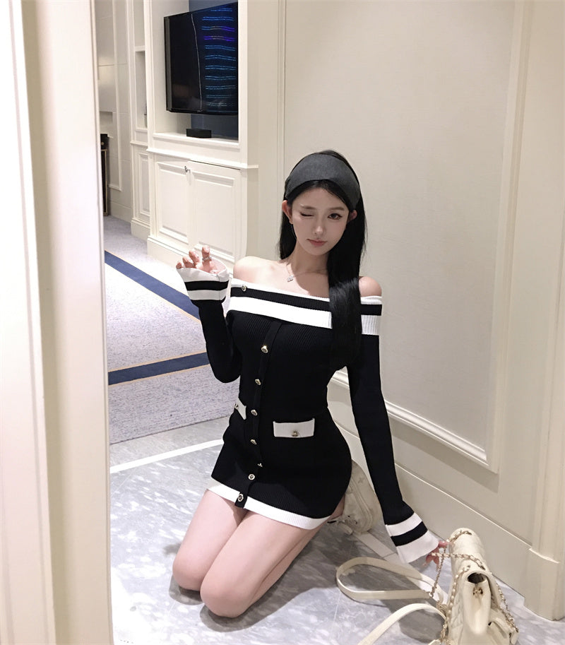 【dress】オフショルダータイトワンピースG24151