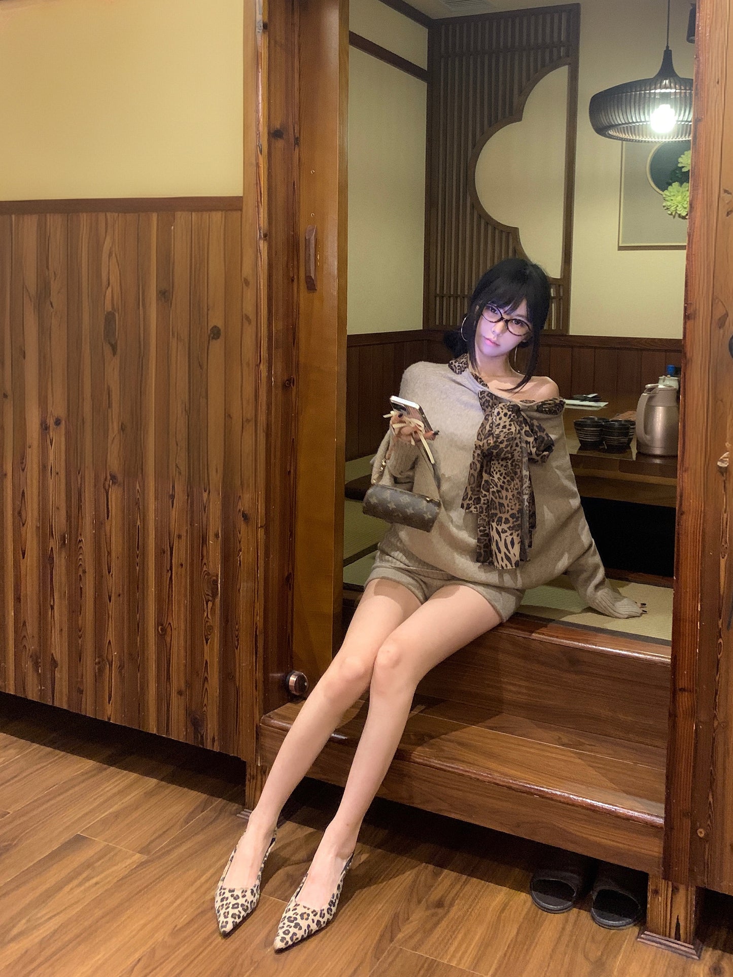 【tops】ヒョウ柄ニットセーターG24152