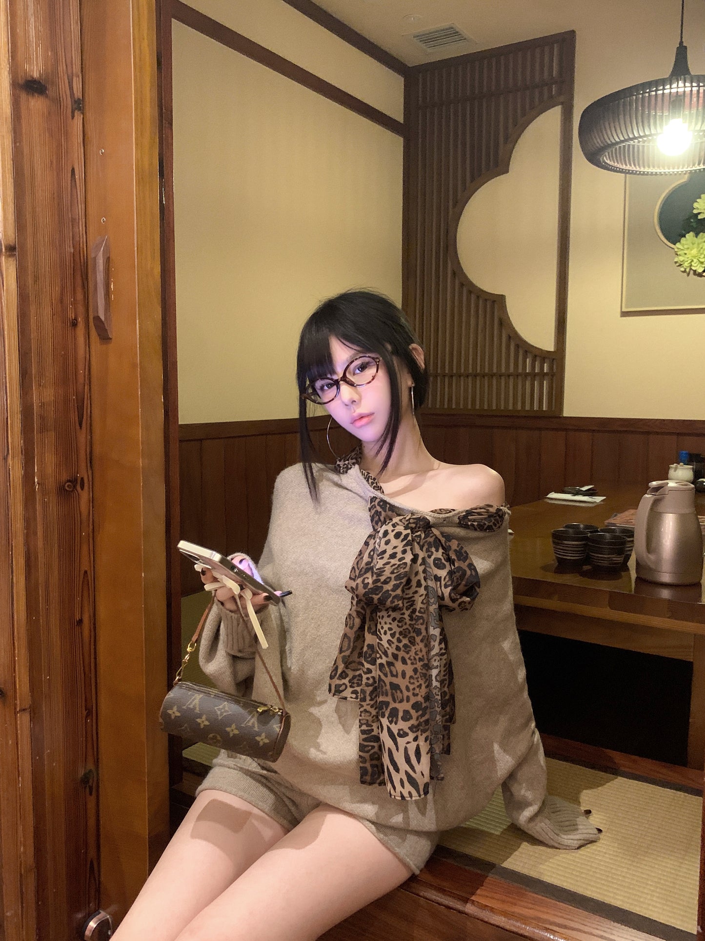 【tops】ヒョウ柄ニットセーターG24152