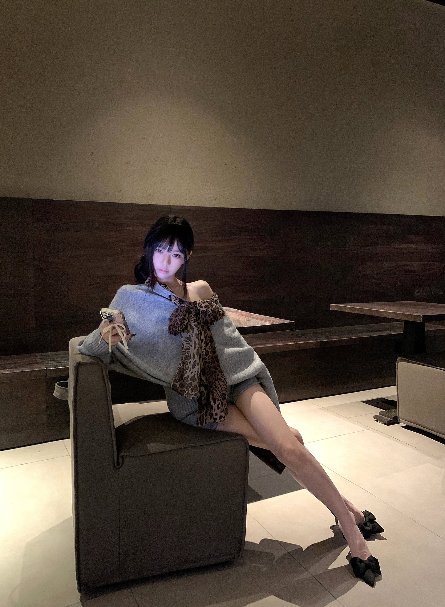 【tops】ヒョウ柄ニットセーターG24152