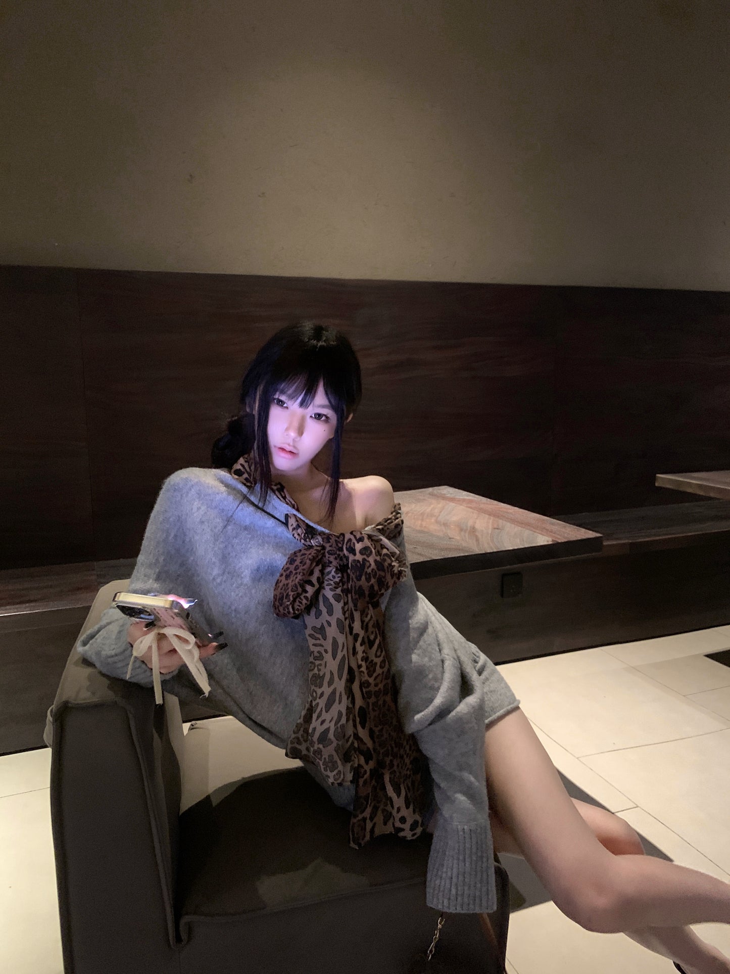 【tops】ヒョウ柄ニットセーターG24152