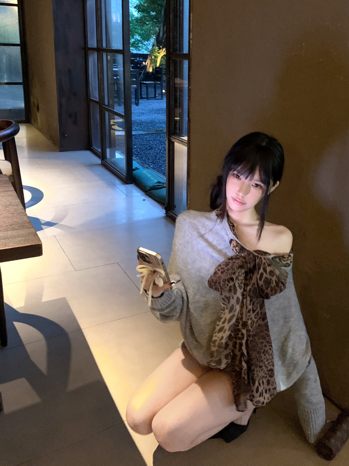 【tops】ヒョウ柄ニットセーターG24152