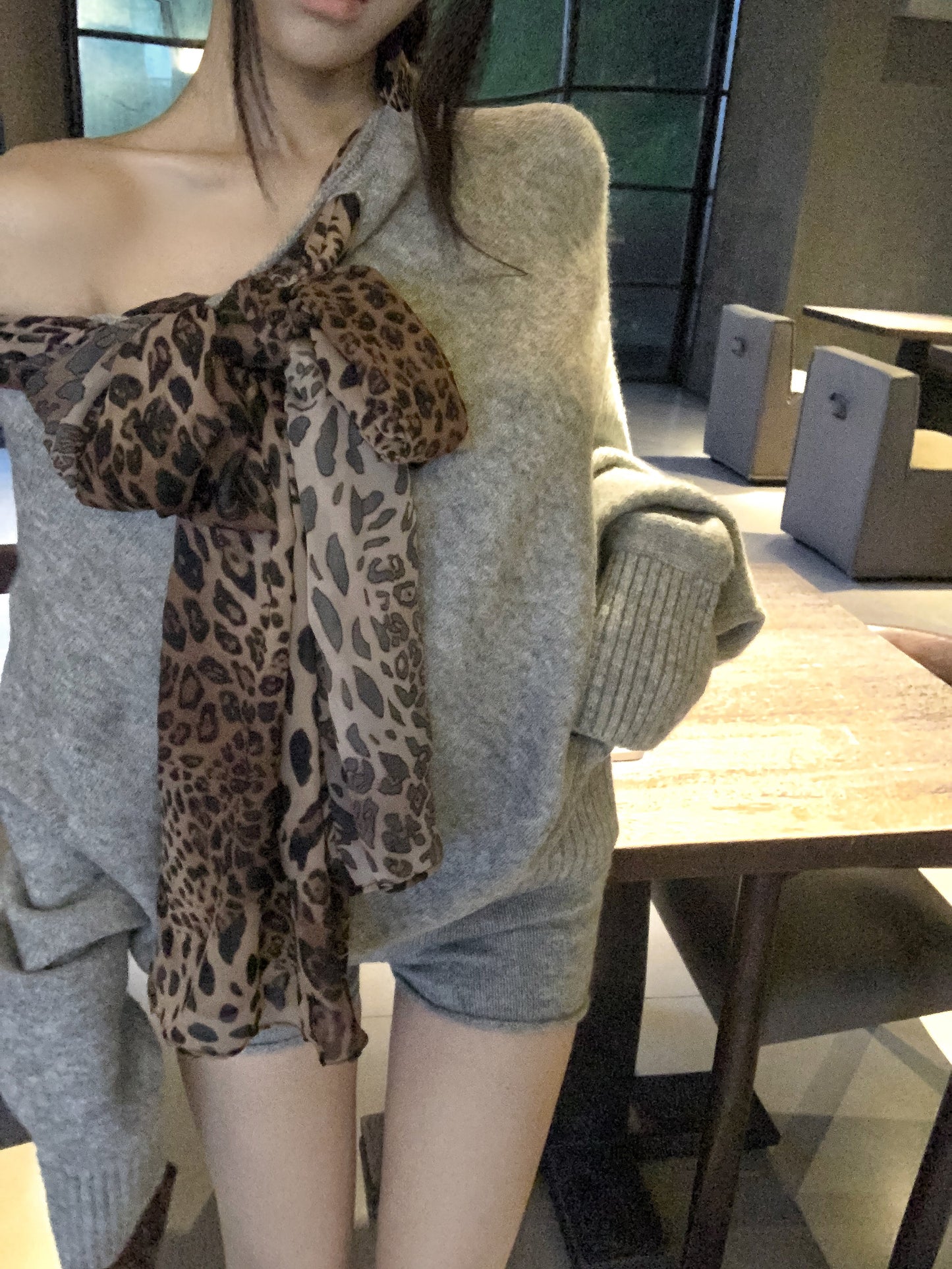 【tops】ヒョウ柄ニットセーターG24152