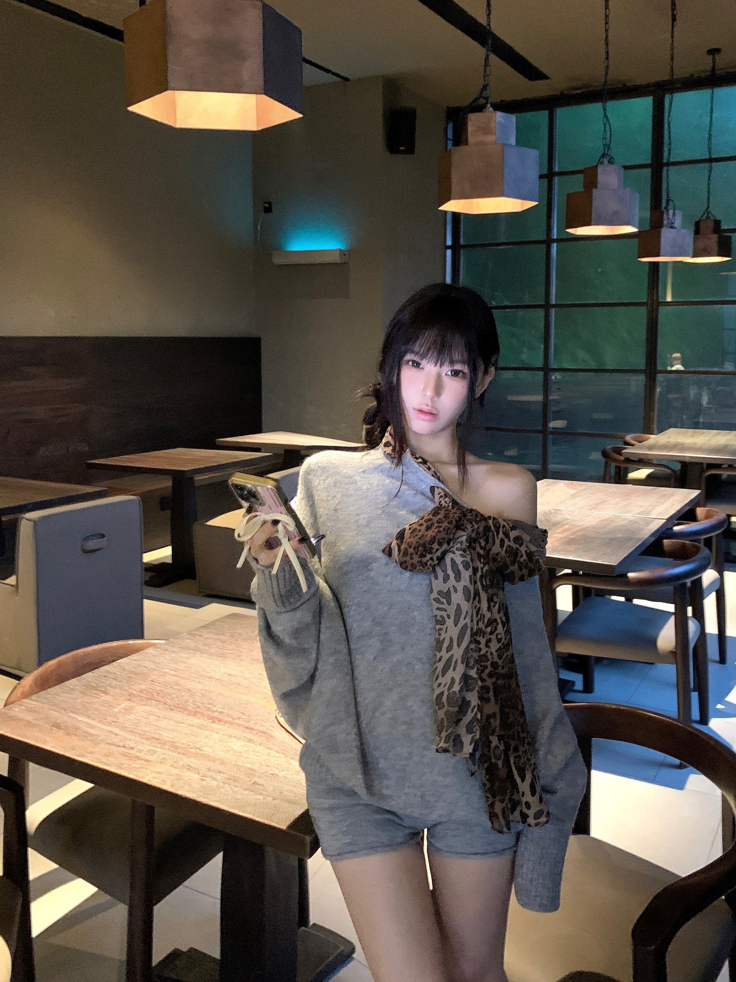 【tops】ヒョウ柄ニットセーターG24152