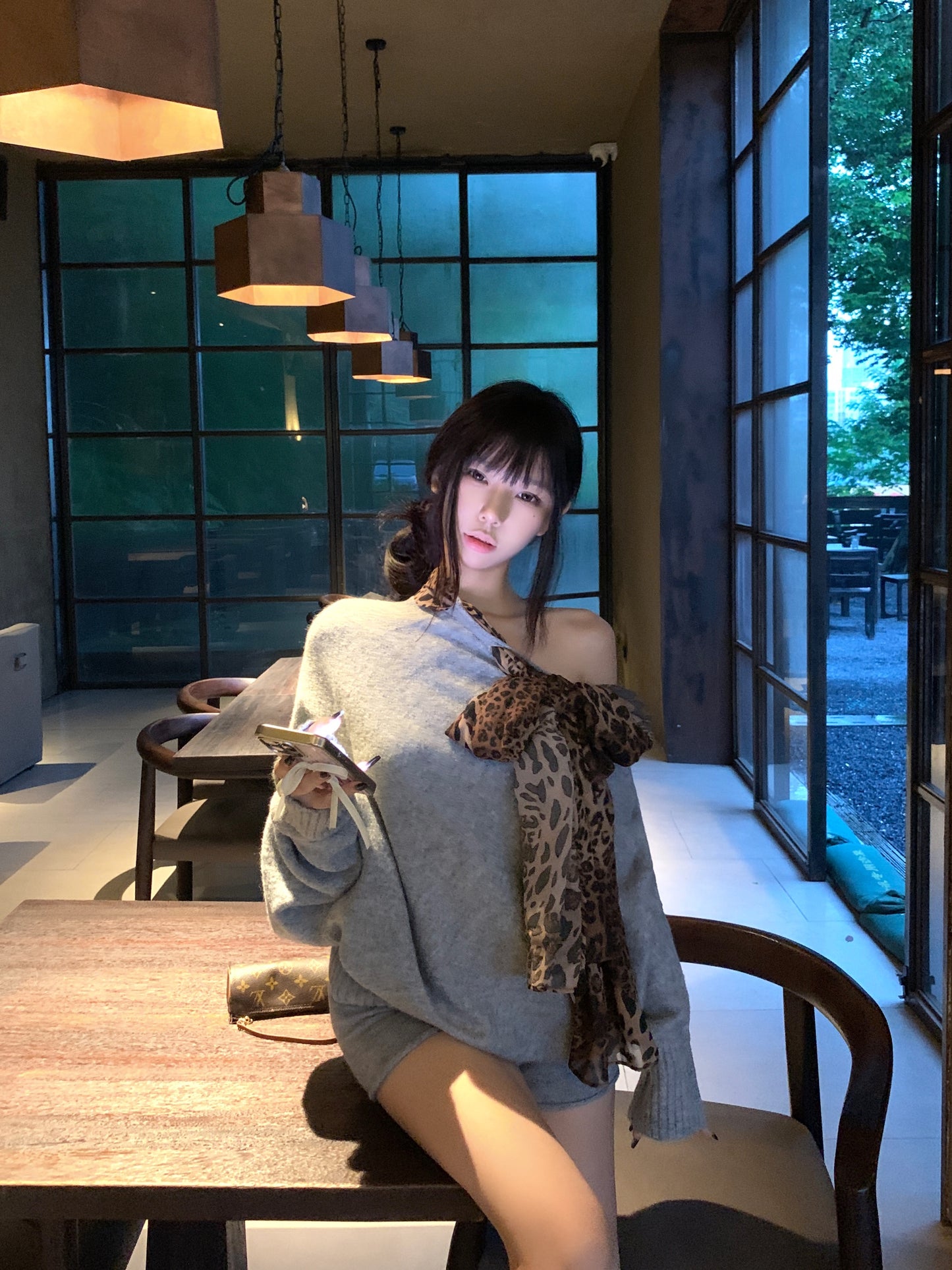 【tops】ヒョウ柄ニットセーターG24152