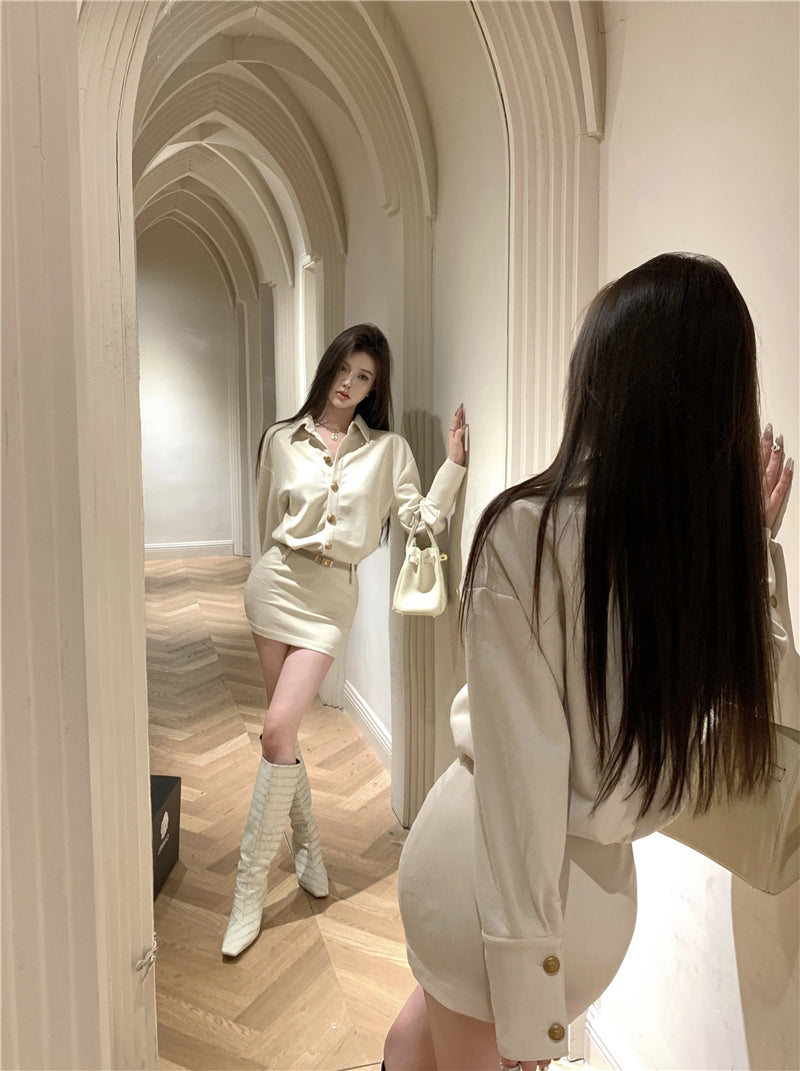 【dress】長袖タイトシャツワンピースG24156