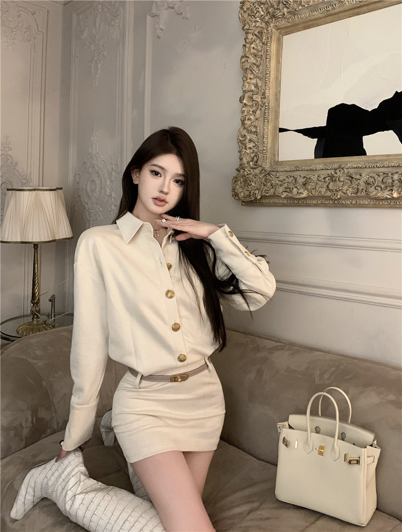 【dress】長袖タイトシャツワンピースG24156