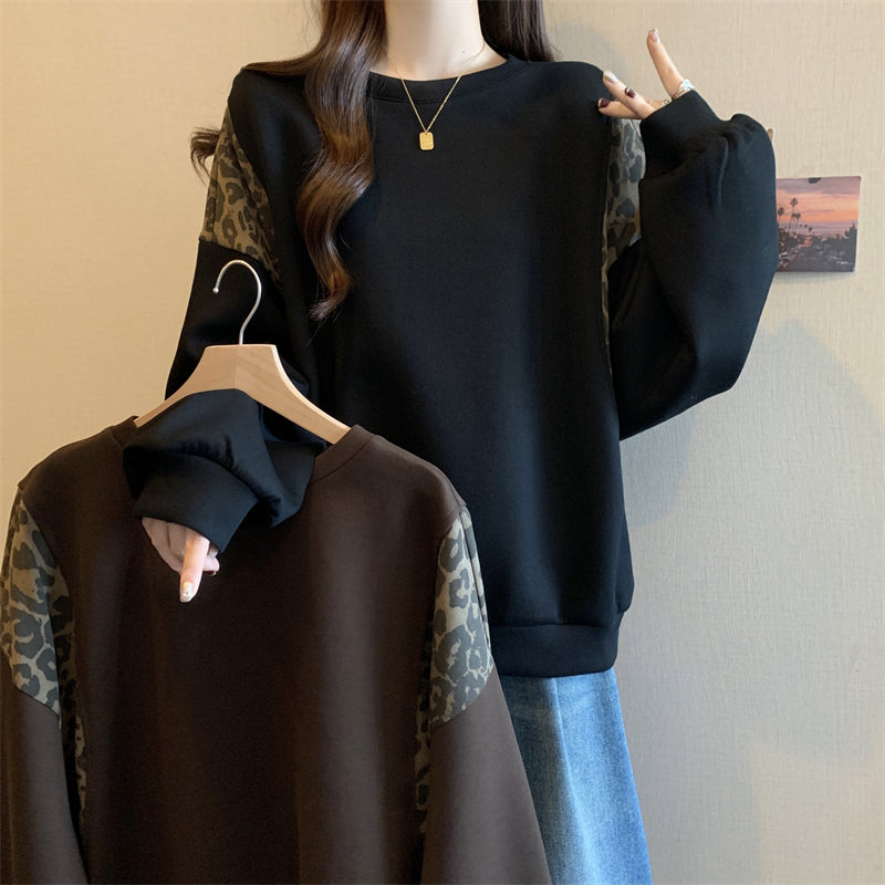 【tops】ヒョウ柄切り替えパーカーG24159