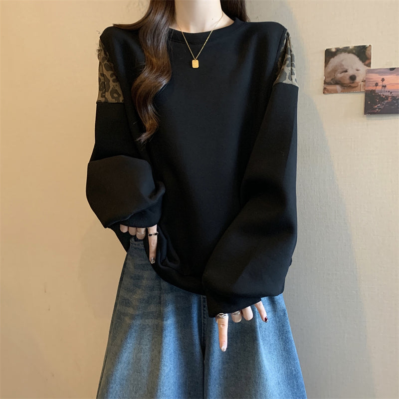 【tops】ヒョウ柄切り替えパーカーG24159