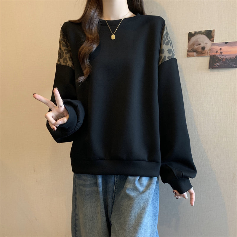 【tops】ヒョウ柄切り替えパーカーG24159