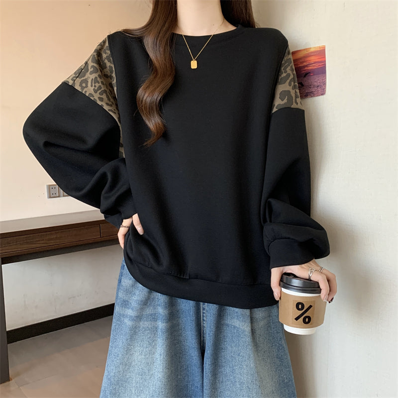 【tops】ヒョウ柄切り替えパーカーG24159