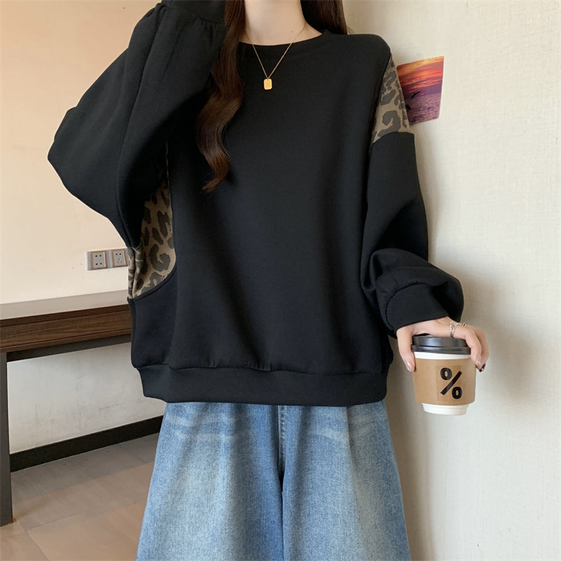 【tops】ヒョウ柄切り替えパーカーG24159