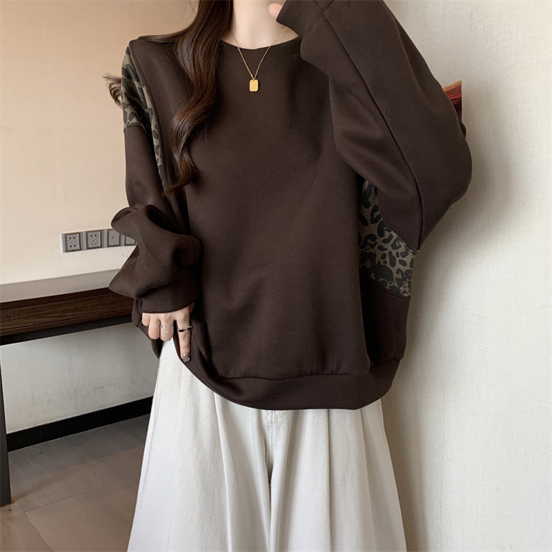 【tops】ヒョウ柄切り替えパーカーG24159