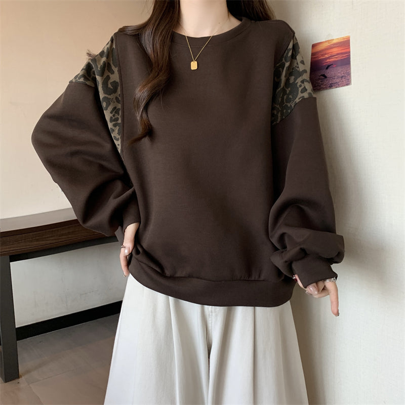 【tops】ヒョウ柄切り替えパーカーG24159